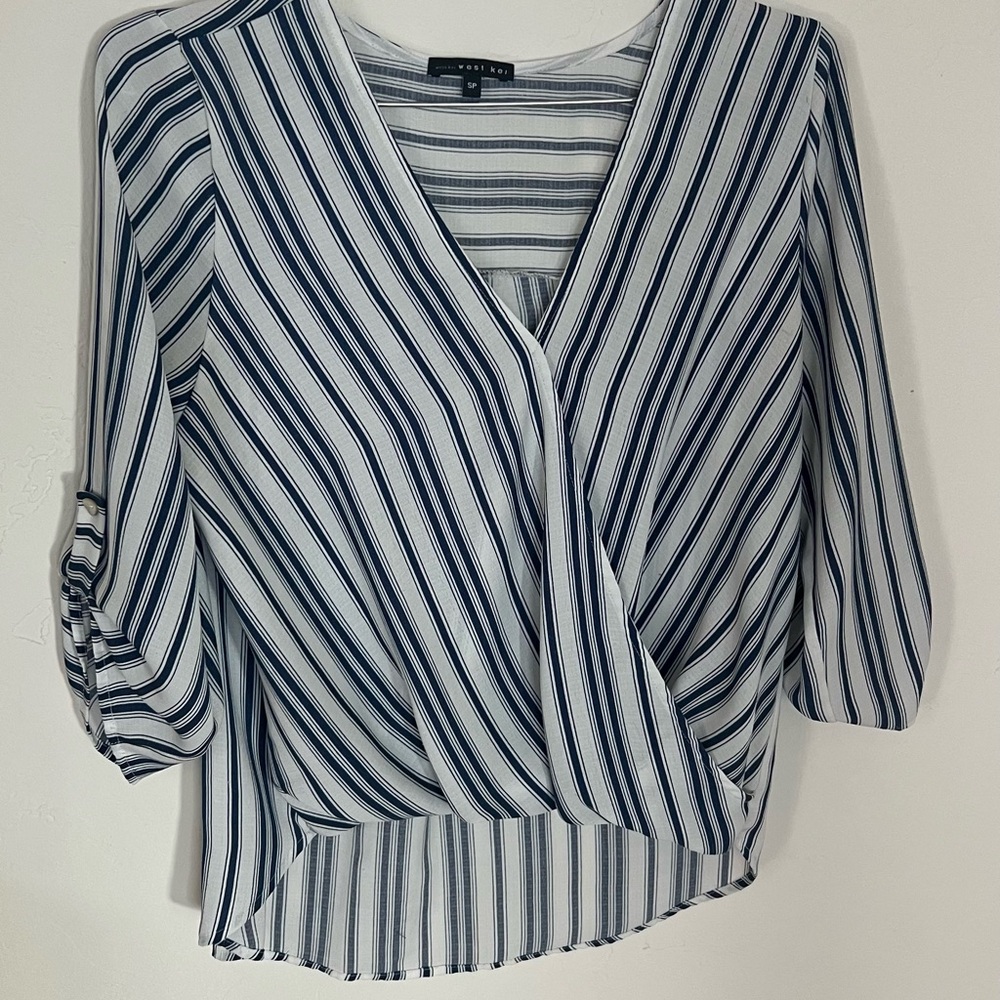 West Kei Navy and White Striped Blouse